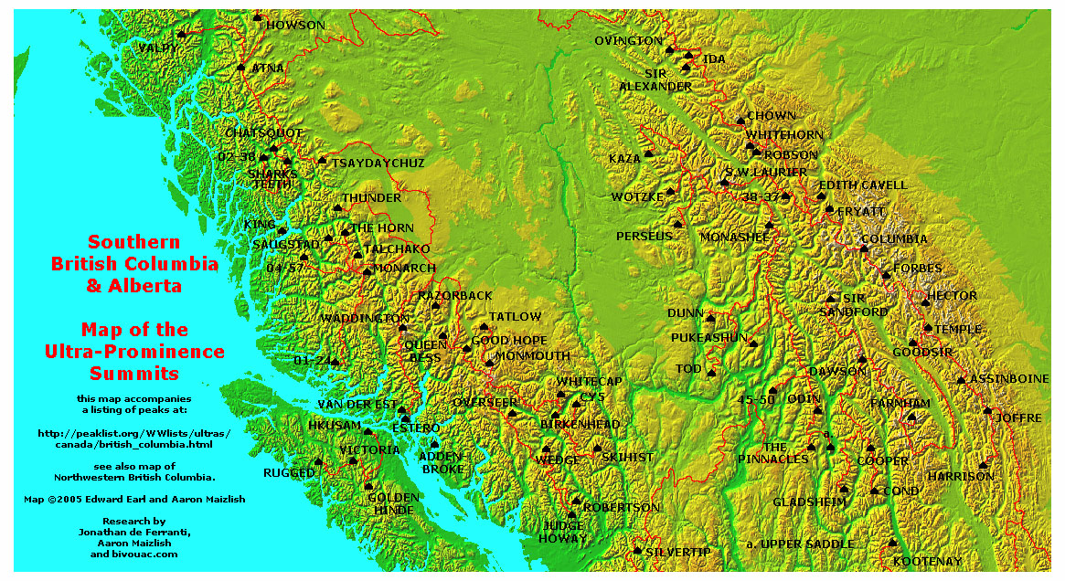 map of british columbia. Southern British Columbia